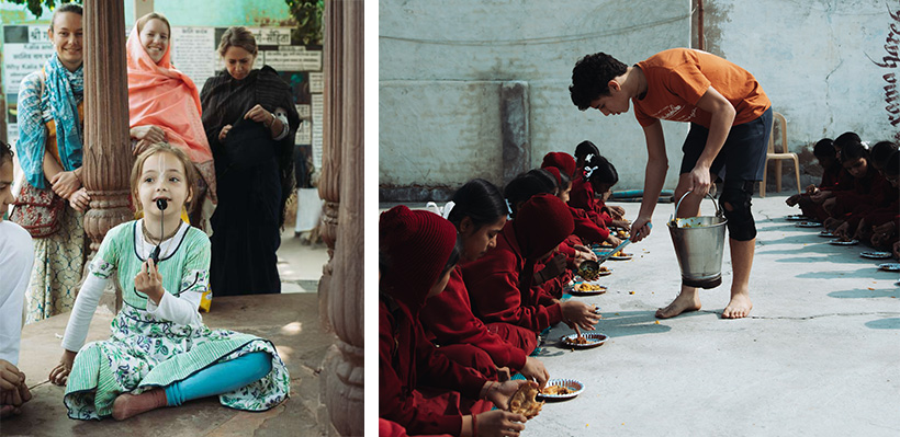Children aged seven to seventeen participated in food distribution